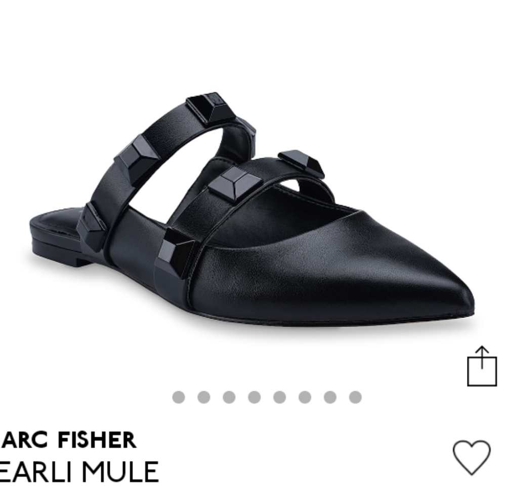 Marc Fisher Searli Black Studded Mule Size 7